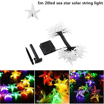 

5m 20led Sea Star Solar String Lights Outdoor Fairy Light String for Christmas Wedding Party Decoration with Solar Panel