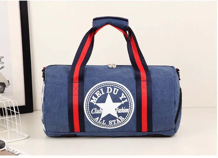 Холщовая Женская Мужская сумка через плечо, многофункциональная спортивная сумка для путешествий, йоги, тренажерного зала, фитнеса, баскетбола - Цвет: blue large
