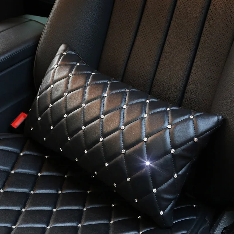 Алмазная кожа автомобильный подголовник подушка для шеи поясная поддержка хрустальные стразы Чехлы для подушек для сиденья автомобиля стильные аксессуары для интерьера