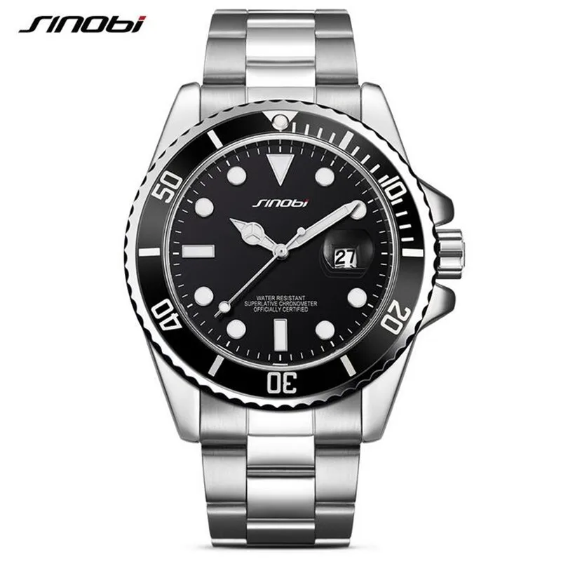 

SINOBI women Luxury Brand Stainless Steel Band Fashion Casual Analog Quartz Sports Wristwatches Calendar Dress Gift Watches N09