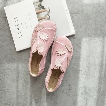 

2018 Japanese new retro leather flat shoes fashion Sen shallow mouth handmade comfortable round head doll shoes.