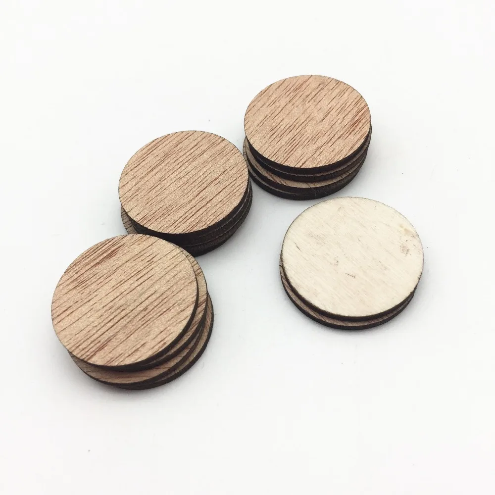

100pcs 25mm 1inch Blank Unfinished Brown Wood Circle Round Chips Disks Embellishments DIY CRAFTS Scrapbooking