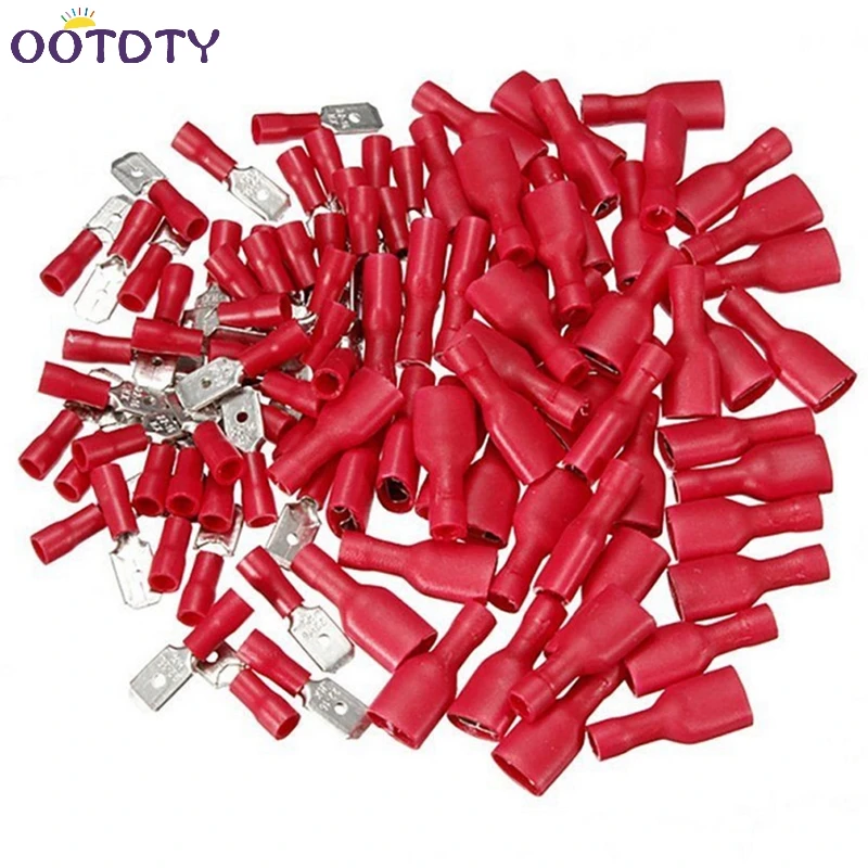 Red Insulated Spade Electrical Connector Terminal Male/Female Kit