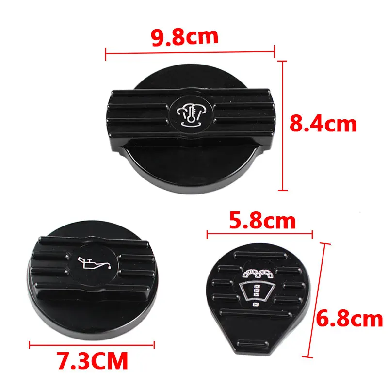 Alumínio Preto Oil Filler Cap, Coolant Cap,