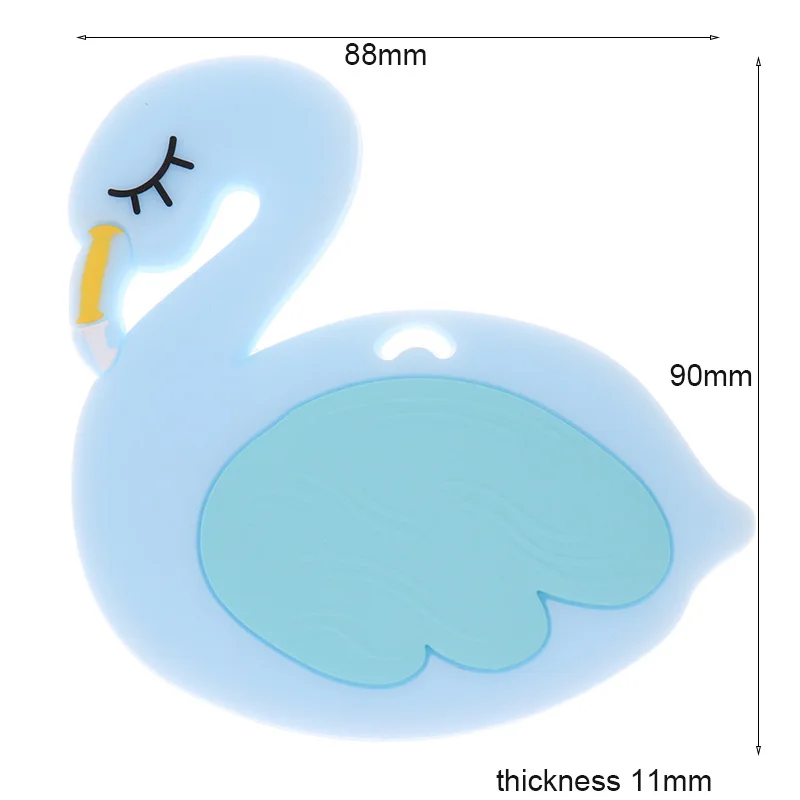 10pc 백조 Teethers 치아 플라밍고 실리콘 Teething 안전 Teether Bpa 무료 동물 씹는 음식 실리콘 Teething  선물