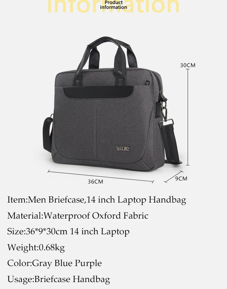 Business Men Briefcase 14 inch Laptop Handbag Casual Men& Women Messenger Bag Business Tote for Document Office Bag Portable