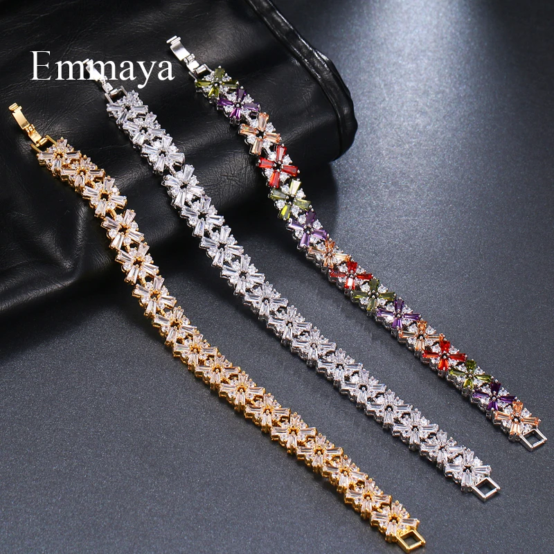 Emmaya Luxury Bracelet Crystal Bracelets For Women Charm Silver Bracelets & Bangles Female Bridal Wedding Jewelry - Image 3