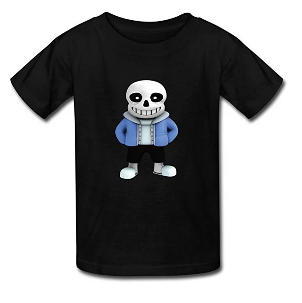 Молодежи Используйте символы пуховик Sans футболки Black взрослых повседневные 2018