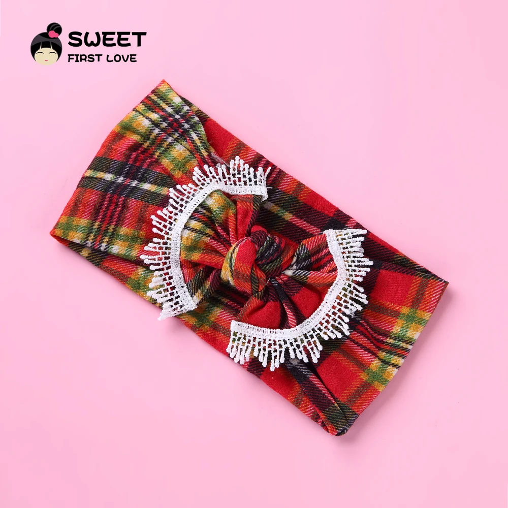 

Kid Bow Knot Headband Lace Brim Knitted Flower Printed Cotton Children Girls Hair Band Turban Headband Style Headwear bandeaux