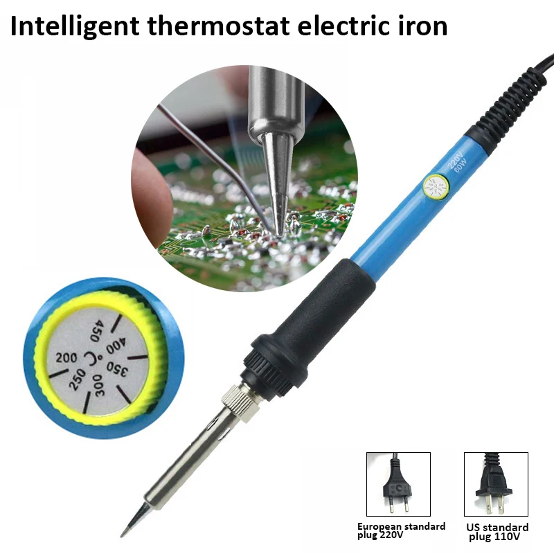 

Urijk 60W 110V 220V Welding Solder Adjustable Temperature Electric Soldering Iron Rework Station Heat Pencil Welding Repair Tool