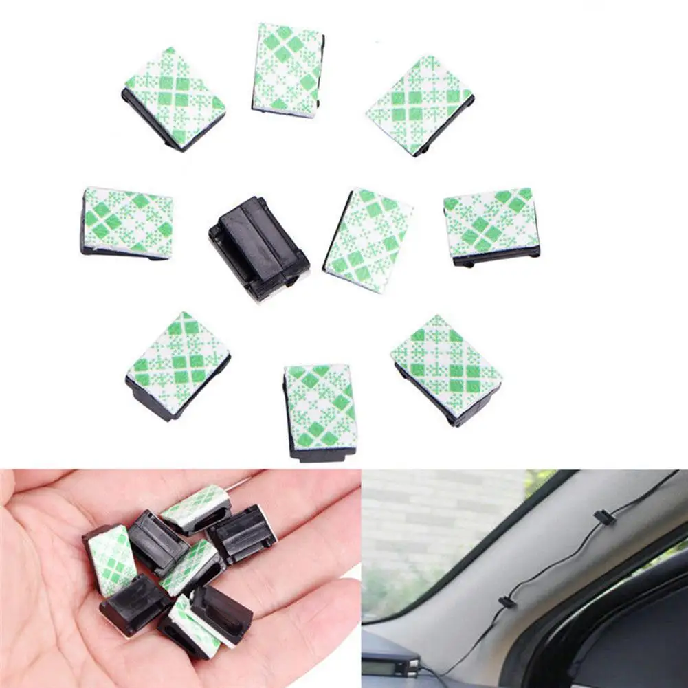 Wire Fixing Clips Car Vehicle Data Cord Cable Tie Mount Wires Fixing Clips Self-adhesive Wire Clip Auto Accessories - Название цвета: 10pcs