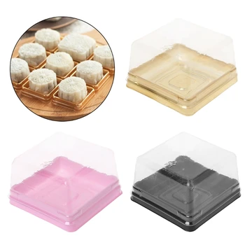 

80g Square Moon Cake Trays Plastic Mooncake Packaging Box Container Holder 50 Pcs New Hot 2018