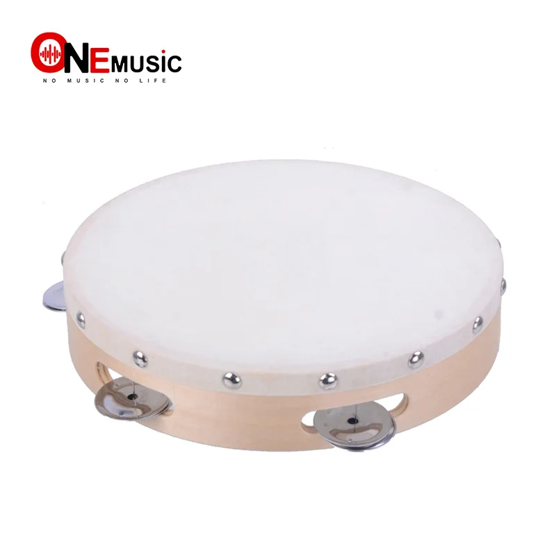 9" Hand Held Tambourine Drum Bell Birch Metal Jingles Percussion
