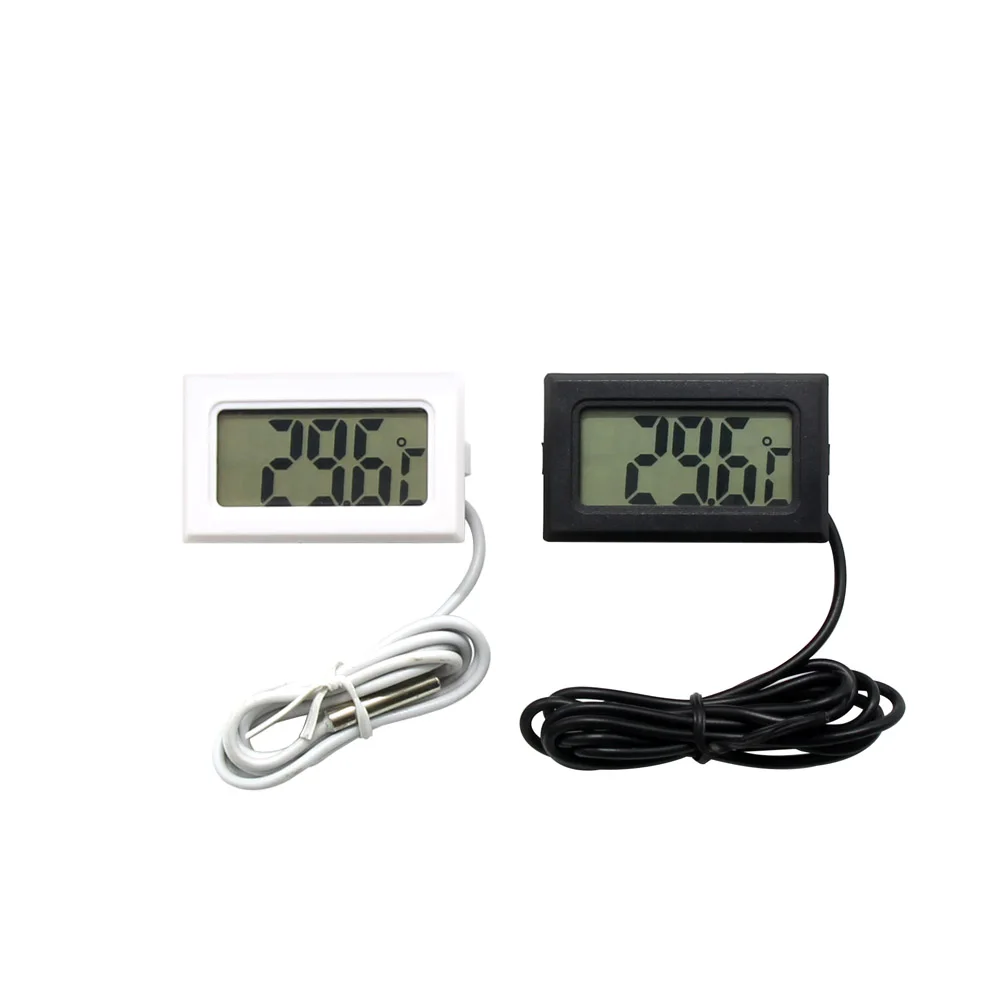 1 м Мини ЖК-дисплей цифровой термометр с черным датчиком/Белый Холодильник Морозильник Термометр
