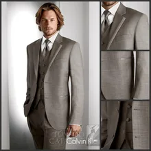 Итальянский шоколадного цвета Нарядные Костюмы для свадьбы/Свадебные/вечерние костюмы/праздничное платье/пиджачный Костюм& смокинги на свадьбу Дешевые комплект со смокингом жениха