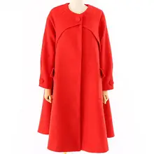 Осень Зима Женское Новое модное кашемировое пальто высокого качества однотонное А-образное шерстяное пальто размера плюс верхняя одежда красного цвета D82