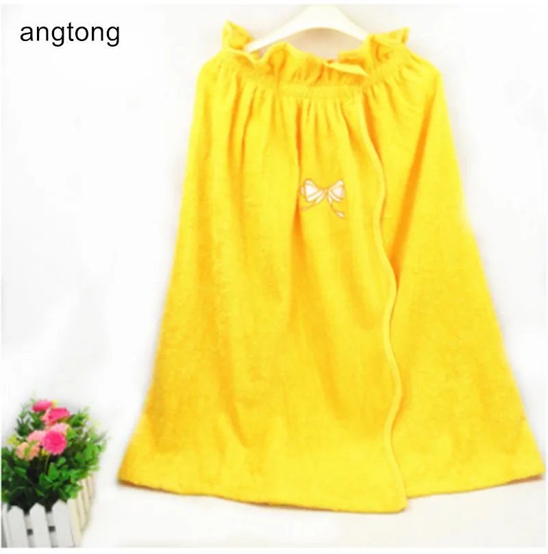 

1pc 72~77cm long bamboo fiber skirt towel with butterfly embroidery absorbent elastic bath skirt solid color bath towel T114