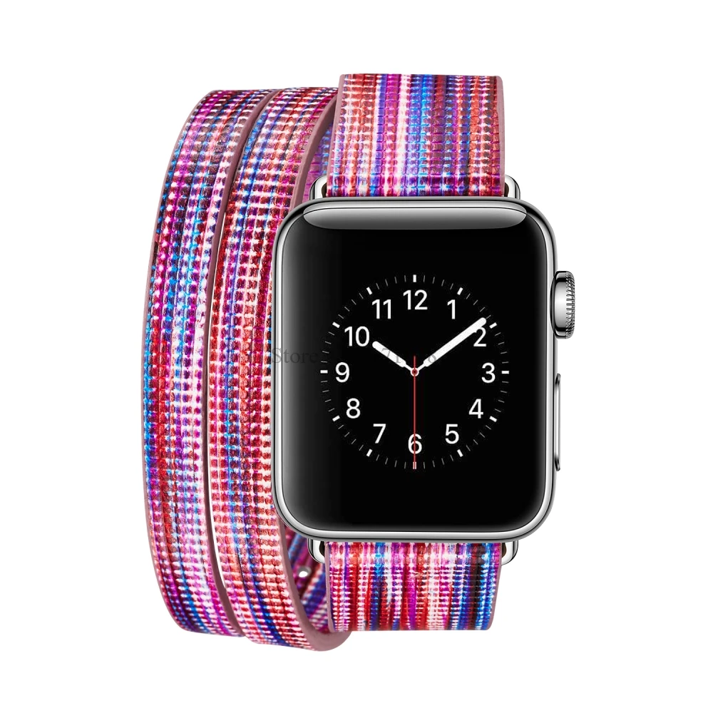 Для Apple Watch Series 1 2 3 38 мм 42 мм многоцветный ремешок из натуральной кожи двойной тур сменный Браслет ремешок для часов