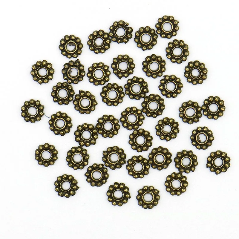 Новая мода 6 мм 100 шт маргаритки разделители Бусины Металлические золотые тибетские серебряные разделительные бусины для изготовления ювелирных изделий