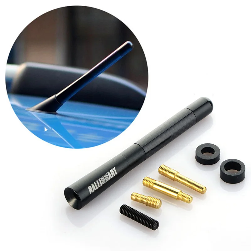 Black Car Antenna Mitsubishi 5 Aluminum Screw-on Ralliart Style Carbon