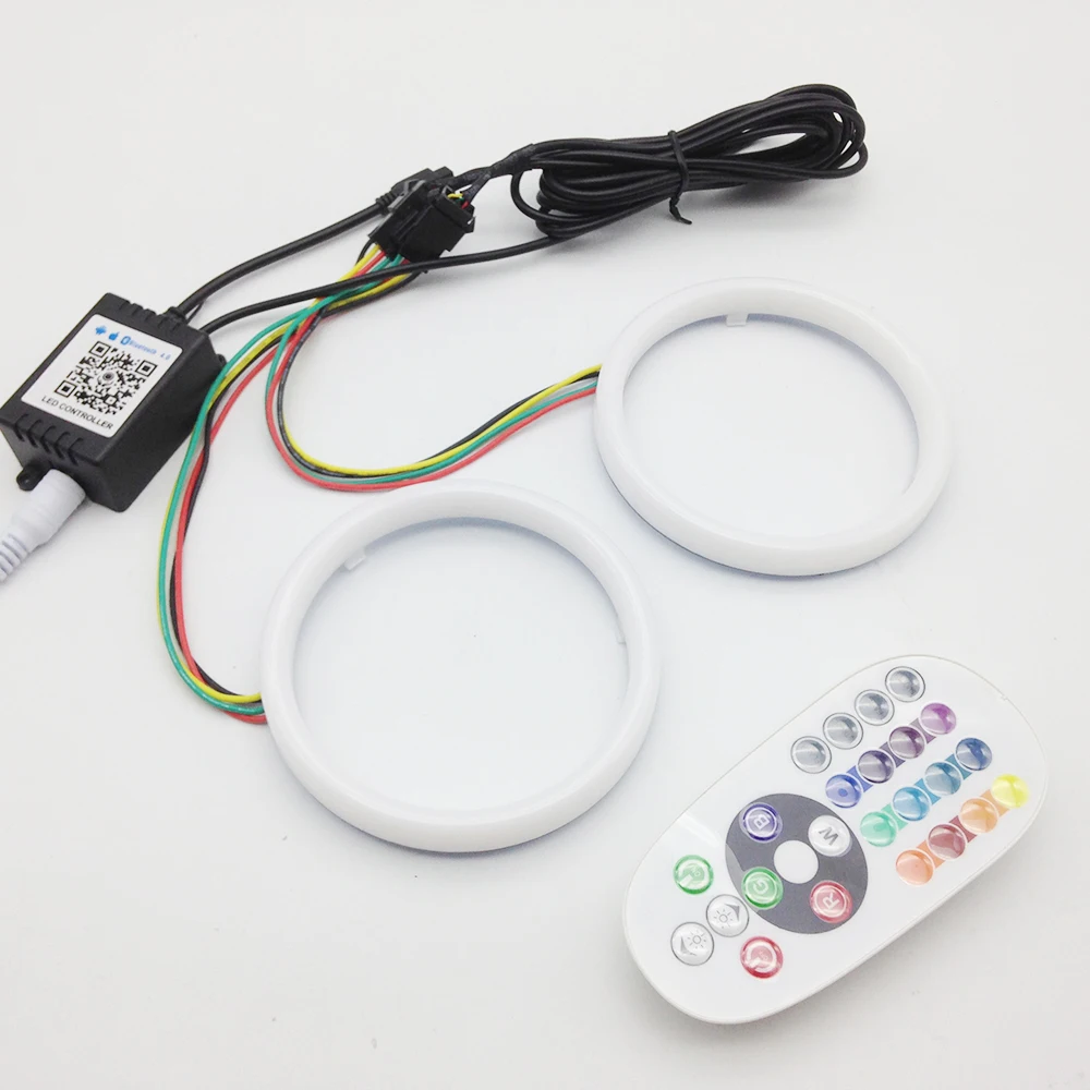 TAOCHIS RGB Angel eyes Mobile Pone APP Remote Control 60mm 70mm 80mm 90mm 95mm 100mm Motorcycle Auto Car Head Light Retrofit