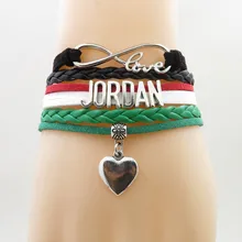 Бесконечная любовь Jordan Подвеска для браслета в форме сердца Jordan Национальный флаг браслеты и браслеты для женщин и мужчин ювелирные изделия
