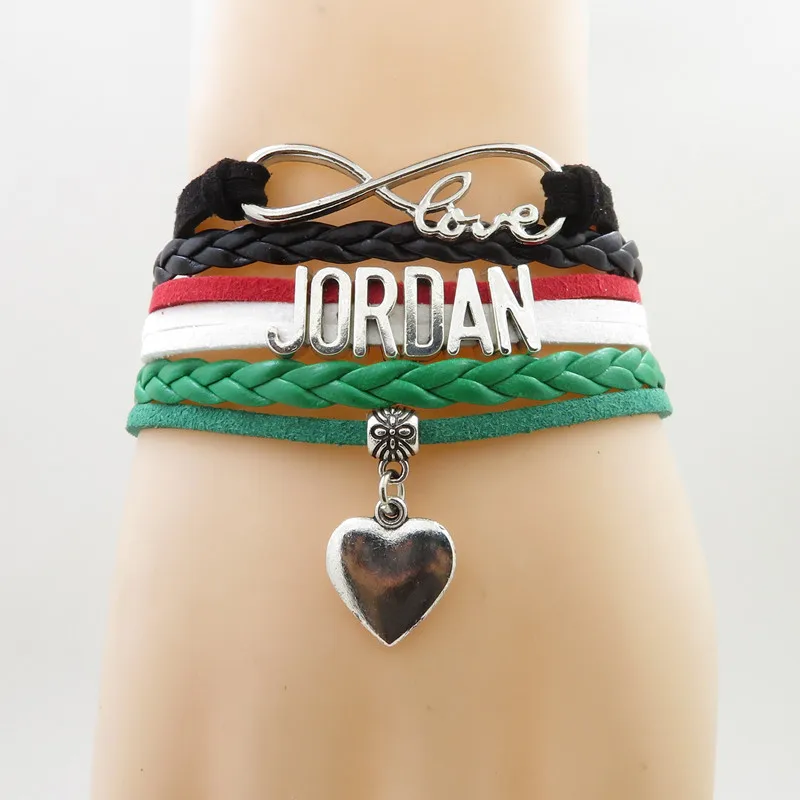 

infinity love Jordan Bracelet heart Charm Jordan national flag bracelets & bangles for Woman and man jewelry