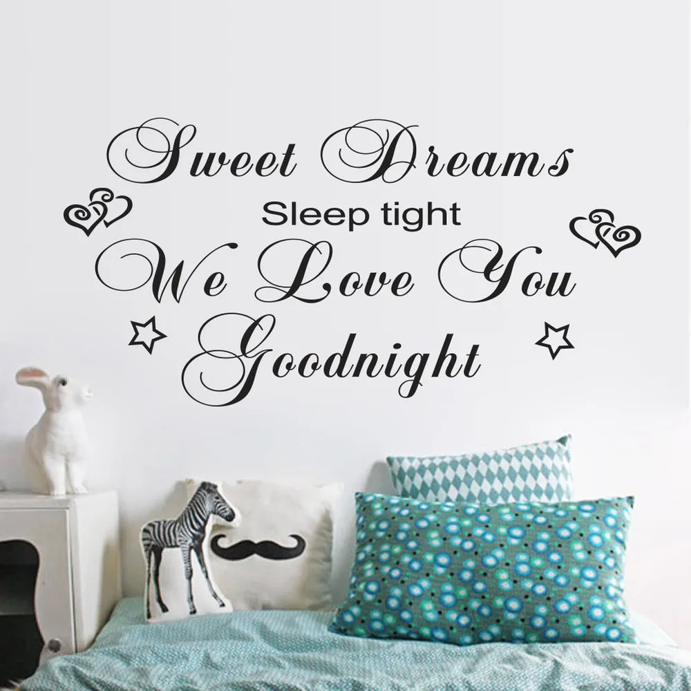 Characters "Dreams Love Goodnight" Wall Sticker Bedroom Removable wall