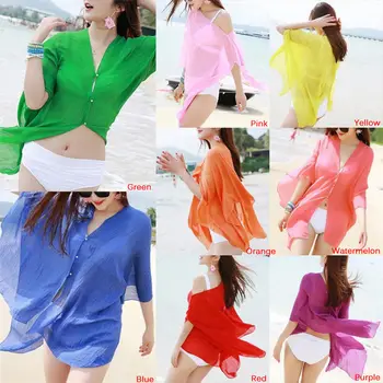 

Sexy Women solid color Swimwear Beachwear Bikini Beach Wear Cover Up Kaftan Summer Sarong Dress Cover Ups