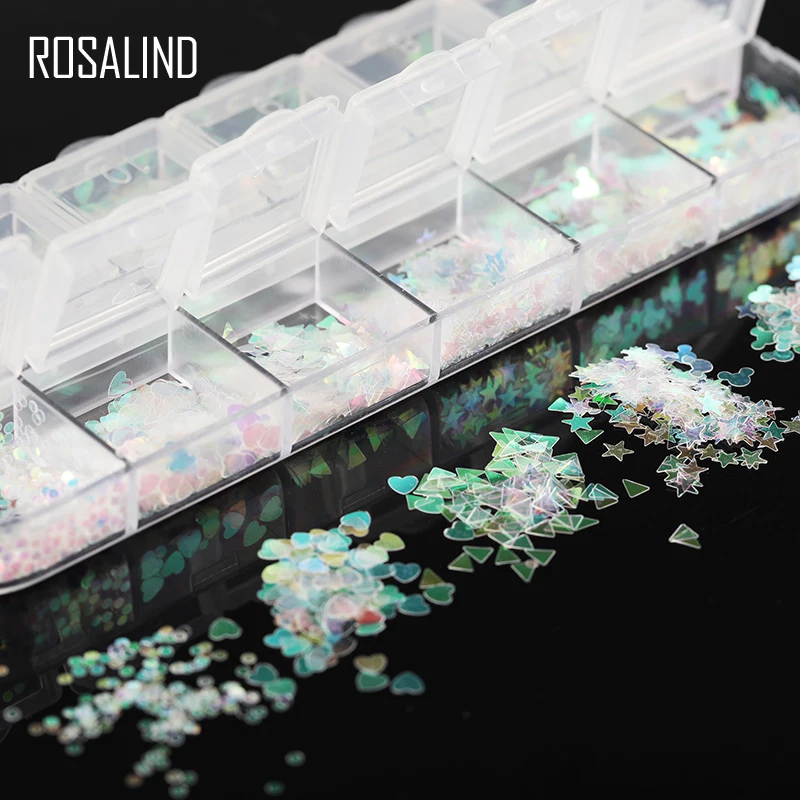 

ROSALIND nail art decorations Charm Plastic DIY Manicure Nail Sequins Gel Glitter Designed for UV Gel Polish nails accessoires