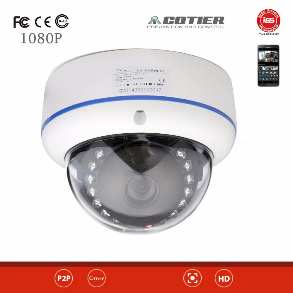 

Cotier  IP Security Camera Onvif 2MP P2P Indoor/Outdoor Full HD 1080P IP Camera Vandal-proof Cmos Sensor Surveillance Camera