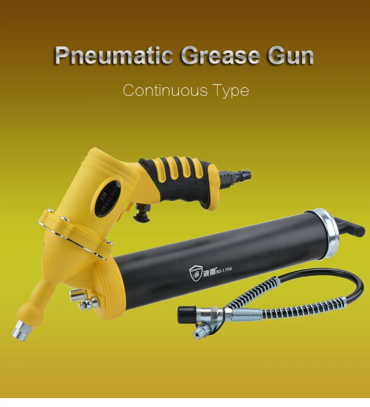 Pneumatic Pistol Grip Grease Gun 3800PSI with 8mm Oil Hose Continuous