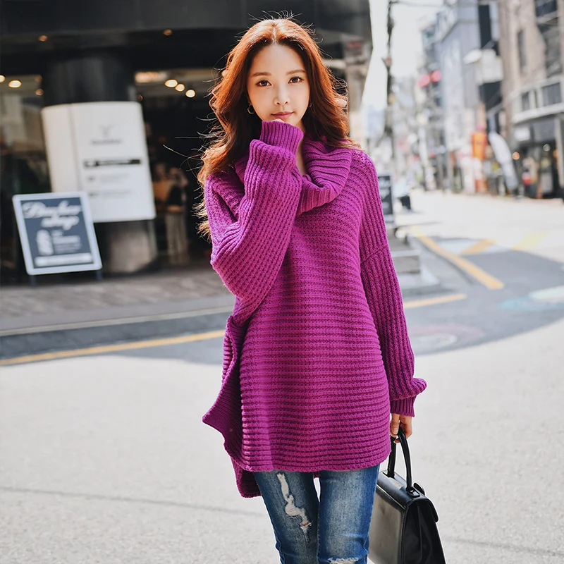 

Dabuwawa Women Autumn Winter Long Sweater Streetwear Turtleneck Pullovers Batwing Sleeve Ruched Thick Sweaters D18DKT003