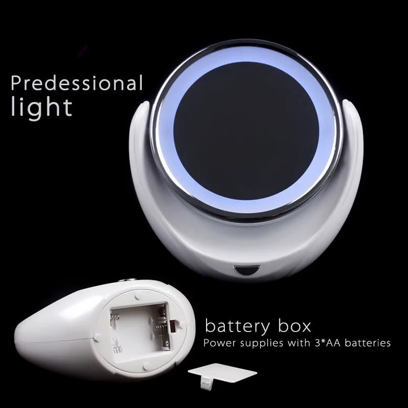 Espelho de Maquilhagem com Luz Espelho de Maquiagem com o Poder de Bloqueio de Sucção Ampliação Rotativo Copo Brilhante Luz Difusa Led 1 - 5x360 10 Led Espelho de Maquilhagem Com Luz 1