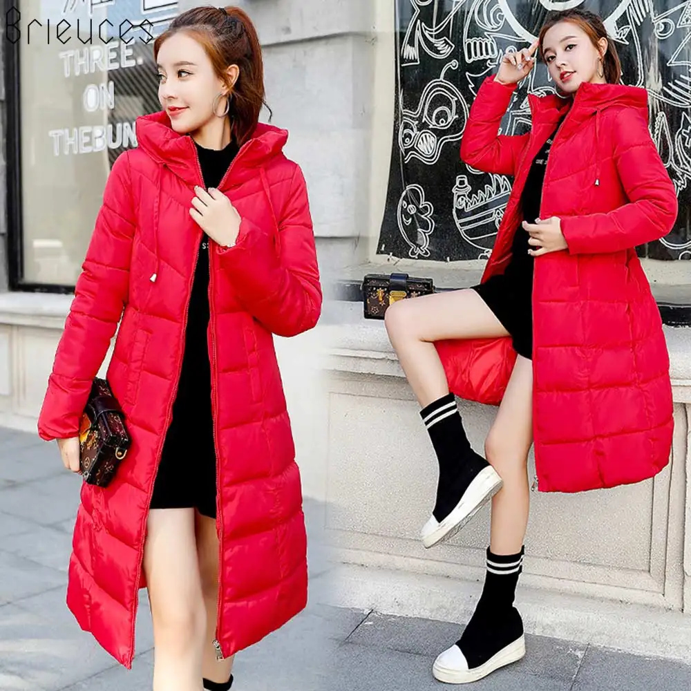 Brieuces 2018 Plus Size 6XL Winter Jacket Women Hooded Down Wadded Jacket Female Long Parkas Cotton-Padded Winter Coat Women