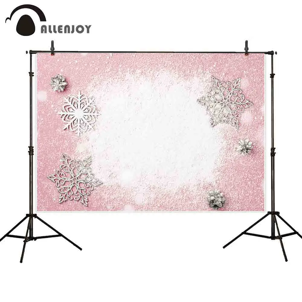 Allenjoy photography backdrop Winter Christmas pink snow snowflakes decoration New Year backgrounds for photo studio photocall |