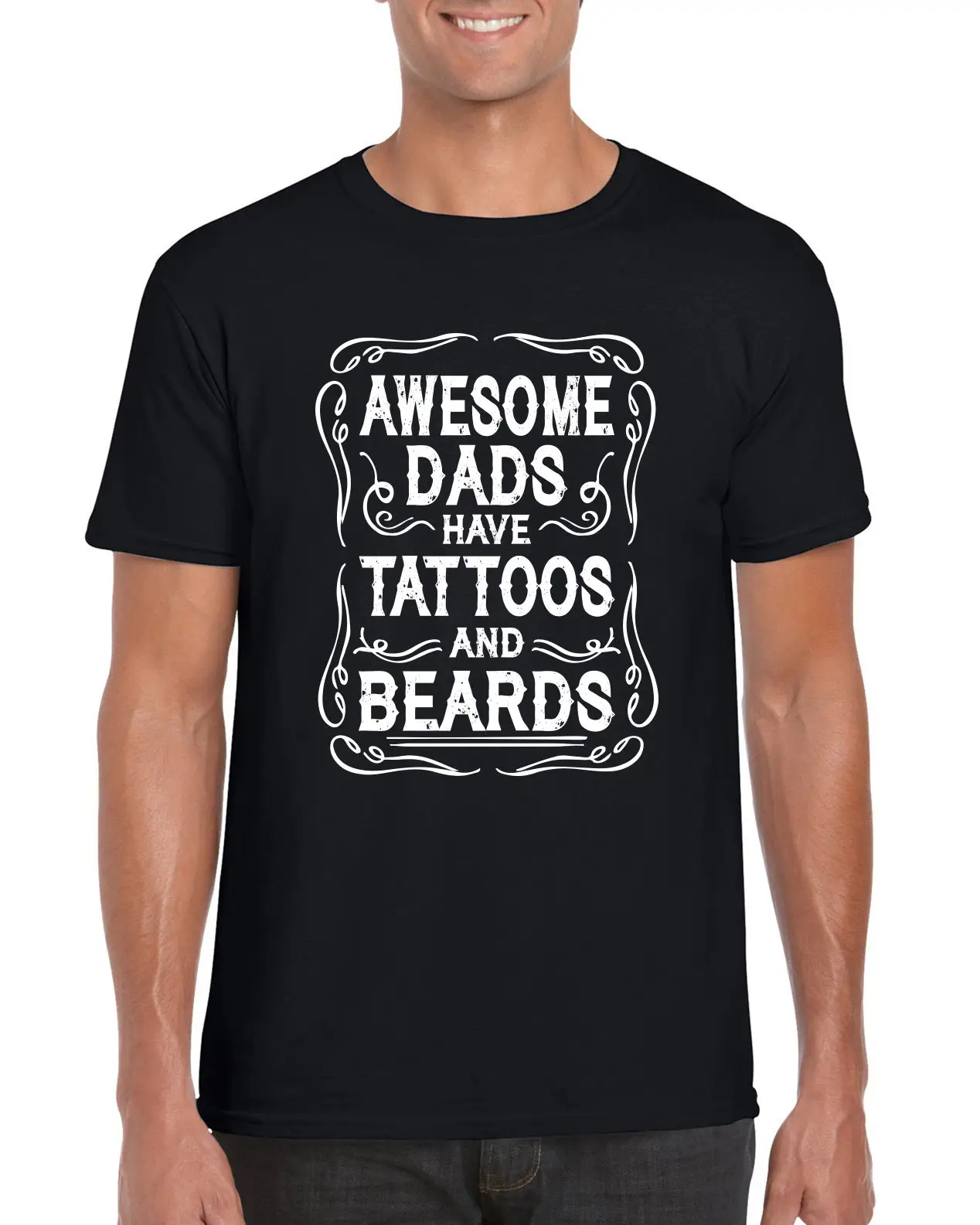 &quot Awesome Dads&quot Tattoos Beards Fathers Day Dad funny Gift Retro Slogan T-Shirt Print T-shirt Hip Hop Tee Shirt | Мужская одежда