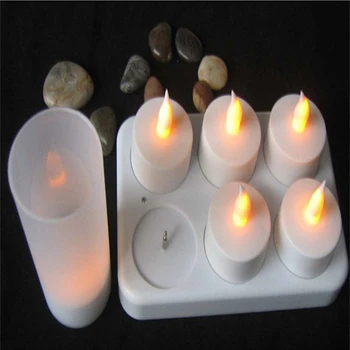 

6 LED Night Rechargeable Flameless Tea Light Candle For Xmas Party Electronic Candle Lamps
