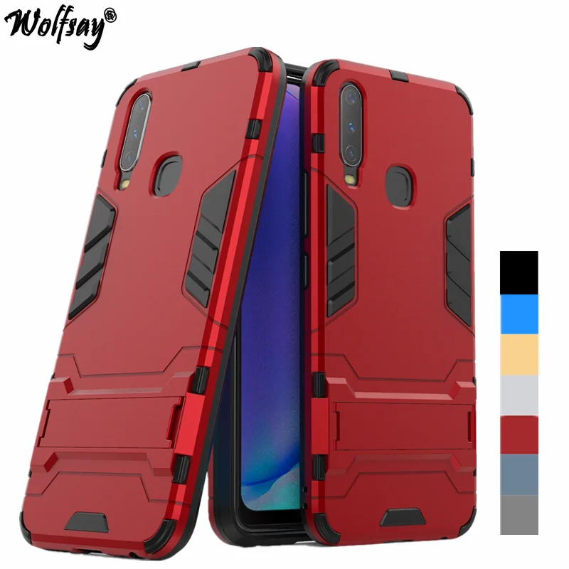 

Cover Vivo Y17 Case Shockproof Hybrid Stand Silicone Armor Back Case For Vivo Y17 Vivo V1902 Fashion Case Shell Vivo Y3 Fundas