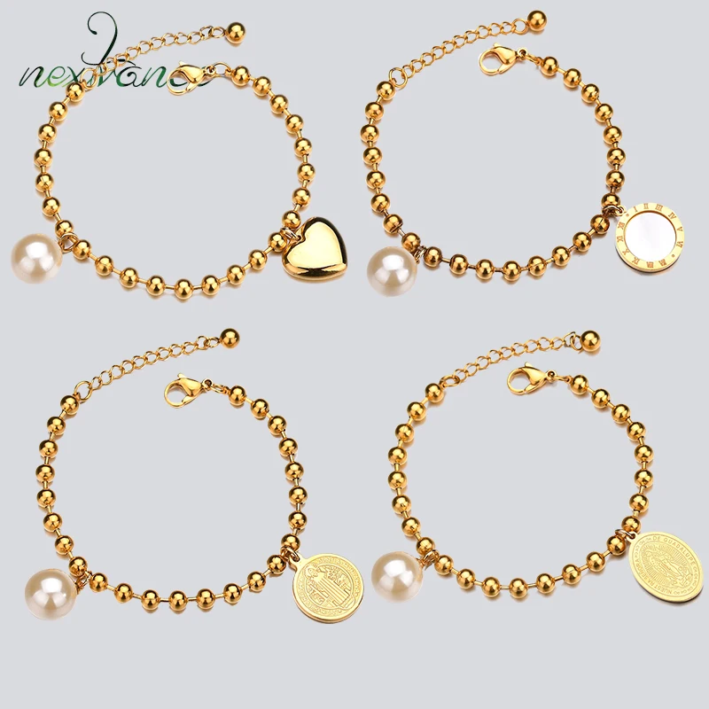 

Nextvance Heart Jesus Coin Bracelets Virgin Mary Number Shell Round Pendant Bracelet for Anniversary Gift Pulseiras
