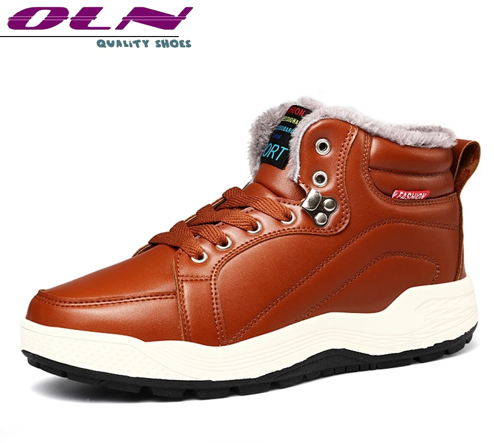 

Fashion Trendy High Shoes Men's 2018 Ankle Lace Up Martin Boots Casual Men Outdoor Plush Male PU Leather Winter Warm Footwear