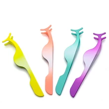 1PCS False Eyelash Tweezers Eyelash Curler Fake Eye Lash Applicator Extension Nipper Auxiliary Clip Clamp Makeup Tools Beauty