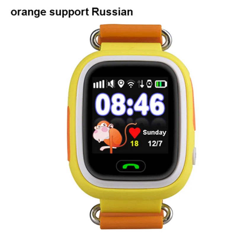 Boorui gps Q90 умные часы с сенсорным экраном Wi-Fi позиционирование Детские умные часы SOS расположение PK Q50 Q80 для детей безопасный анти-потеря - Цвет: Orange Russian