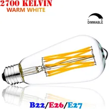 Vintage ST64 LED Filament Edison Light Bulb Teardrop E26/E27 Bombilla De Filamento LED 4W 6W 8W 220V 120V Dimmable Ampoule LED