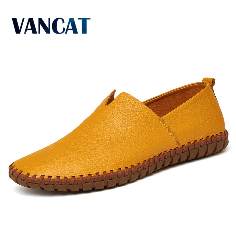 Туфли VANCAT мужские из натуральной кожи без застежки лоферы Мокасины черные