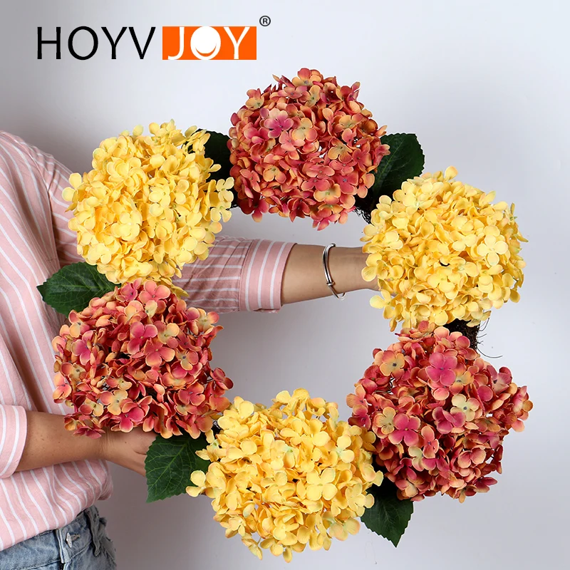 

Big hydrangea wreath artificial plant spring wreath handmade rattan hydrangea garland door hanging decoration