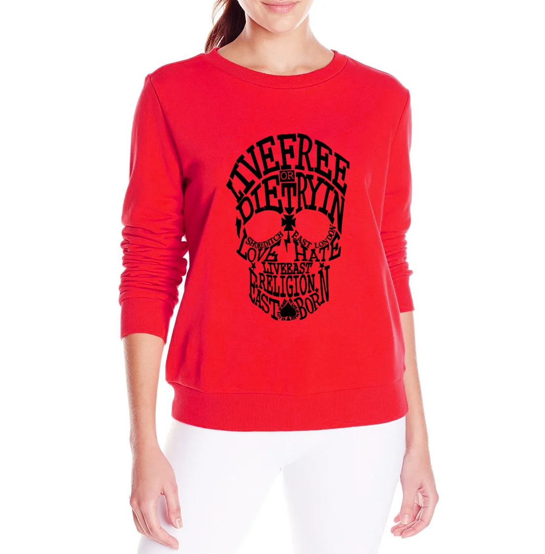 2019 autumn fashion Punk Rock Sweatshirt Women Letter Skull Print Long