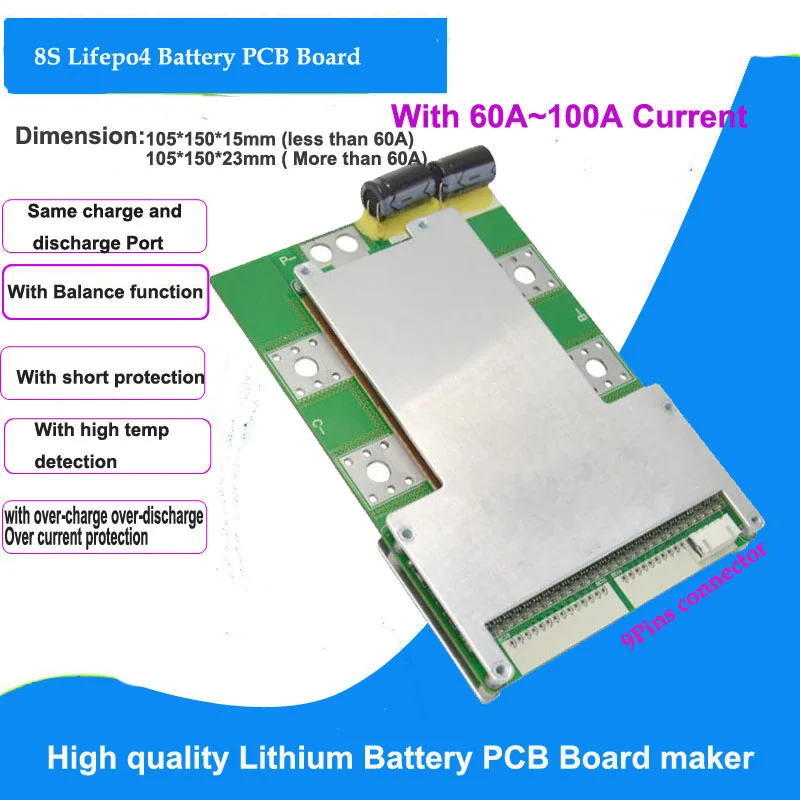 8 S 24 V Lifepo4 Батарея BMS с 60A для 100A постоянная Разрядка ток для 29,2 V литий-железо-фосфатный аккумулятор Применение мощность supllier