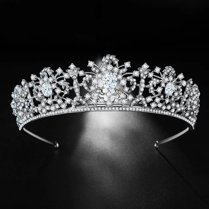 

Luxury Cubic Zircon Crown Bridal Crystal Tiaras Crowns Pageant Rhinestones Diadem CZ Crown Headbands Wedding Hair Accessories