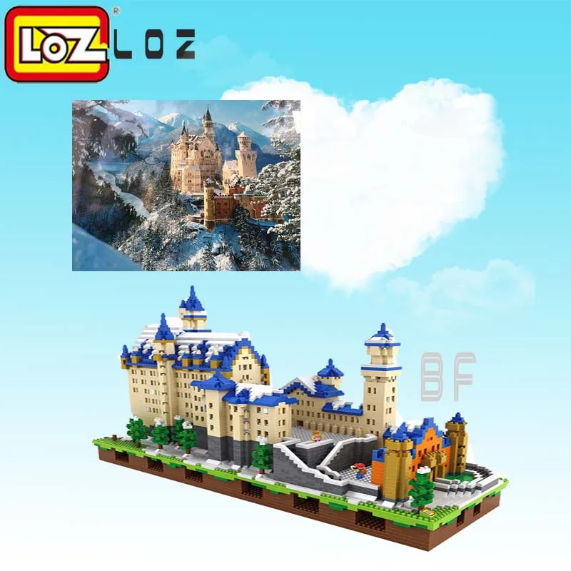 LOZ алмазные блоки Neuschwanstein DIY лебединый камень замок 3D модель technic образовательная Викторина Рождественский подарок игрушки для детей